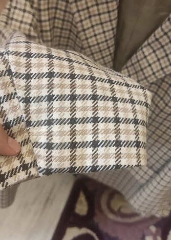 Düğmeli Ekose Desenli Kadın Blazer Ceket - Görsel 8