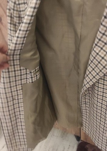 Düğmeli Ekose Desenli Kadın Blazer Ceket - Görsel 7