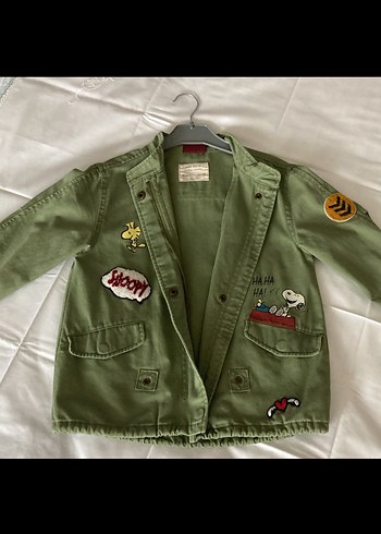 Zara Yeşil Nakışlı Düğmeli kız çocuk Ceket