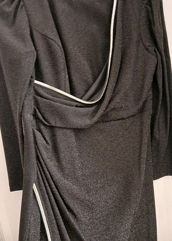 Kadın Siyah Uzun  taşlı abiye - Görsel 5