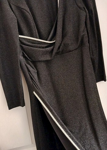 Kadın Siyah Uzun  taşlı abiye - Görsel 6