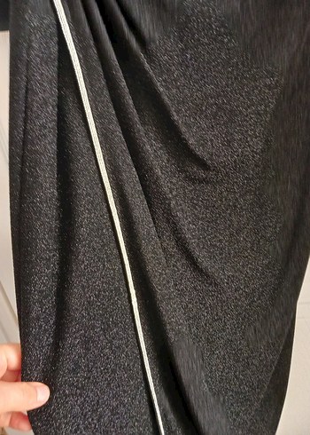 Kadın Siyah Uzun  taşlı abiye - Görsel 4