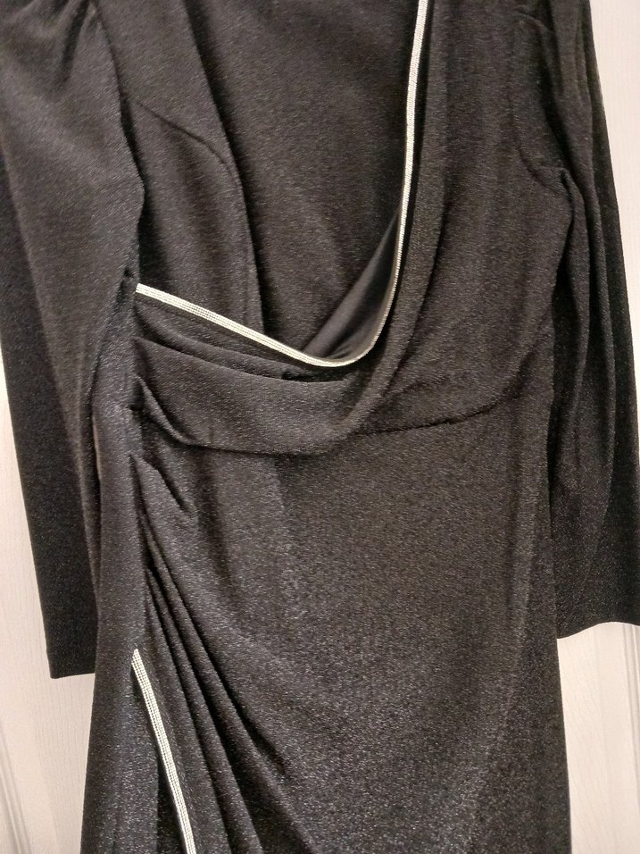 Kadın Siyah Uzun  taşlı abiye - Görsel 5