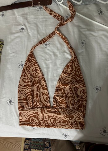 m Beden Bohem Tarz Kahverengi Tie-Dye Bralet