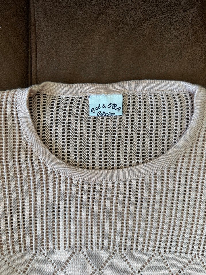 Bej Kısa Kollu Triko Kadın Kazak - Görsel 2