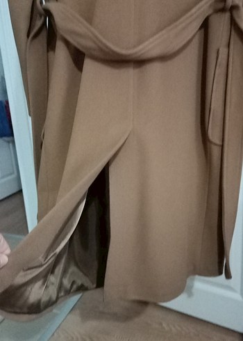 Bej Düğmeli Uzun Kadın Kaban - Görsel 5