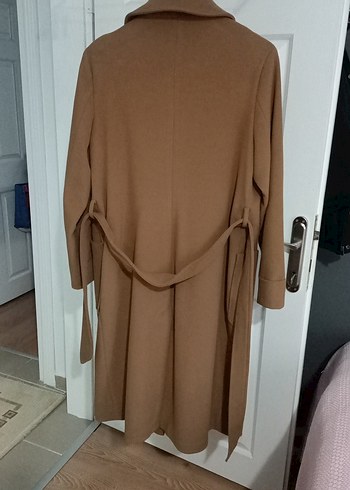 Bej Düğmeli Uzun Kadın Kaban - Görsel 2