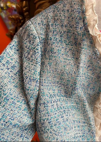 Fırfırlı Mavi kısa Ceket - Görsel 4