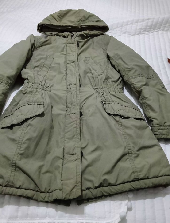 Kadın Gri Yeşil Peluş Astarlı Midi kaban - Görsel 3