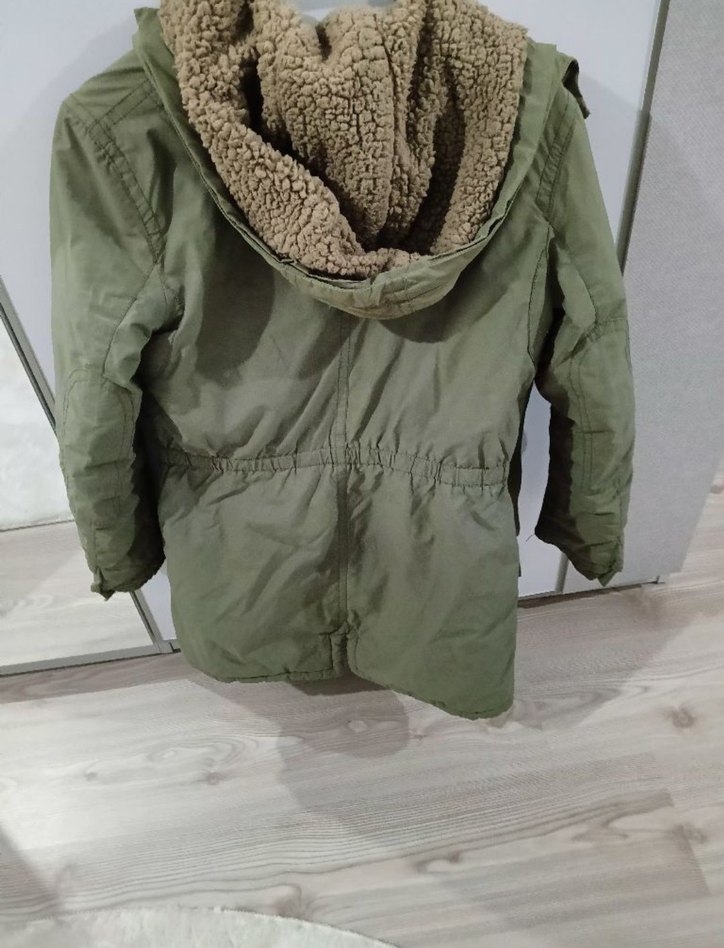 Kadın Gri Yeşil Peluş Astarlı Midi kaban - Görsel 2