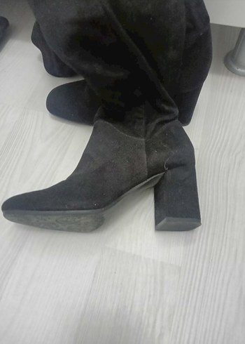 Siyah Süet Dizüstü Stiletto Bot - Görsel 3