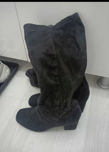 Siyah Süet Dizüstü Stiletto Bot - Görsel 2