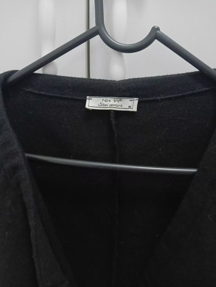 Siyah Uzun Kadın Ofis Kabanı - Görsel 2