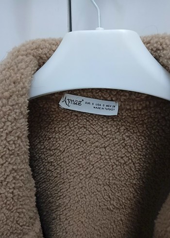 Kadın Bej Süet Uzun Kürklü Kışlık Ceket - Görsel 2