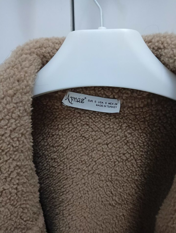 Kadın Bej Süet Uzun Kürklü Kışlık Ceket - Görsel 2