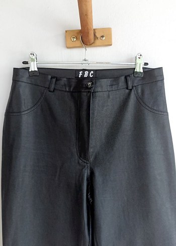 Siyah Suni Deri Biker Kadın Pantolon - Görsel 2