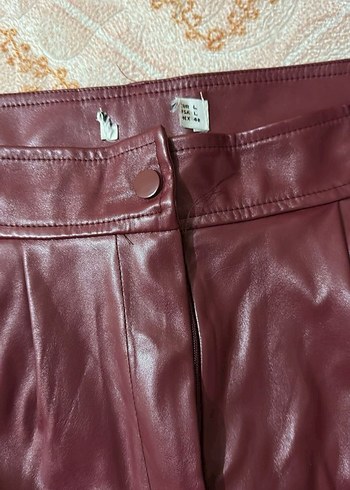 Bordo Deri Kadın Midi Pantolon - Görsel 2