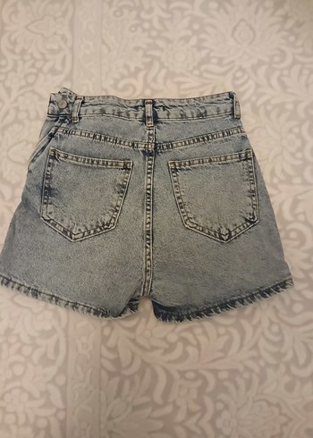 Açık mavi Kemerli Kadın Mini Kot şort etek. - Görsel 2