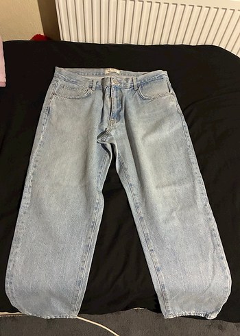 Pull and Bear Pull Bear Erkek Acik Mavi Rahat Kesim Denim Jean