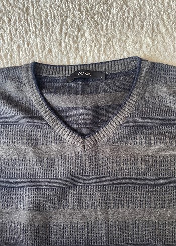 Gri V Yaka Erkek Triko Kazak Avva marka - Görsel 2