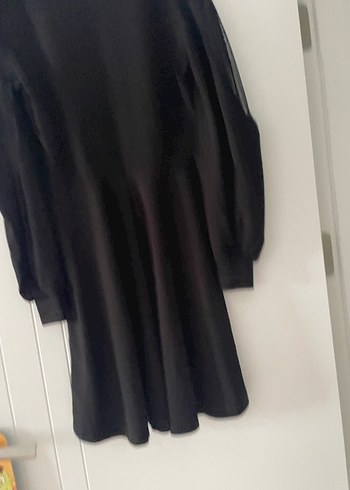 Siyah Dantel Detaylı Uzun Kollu Elbise M beden - Görsel 4