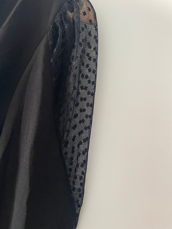 Siyah Dantel Detaylı Uzun Kollu Elbise M beden - Görsel 2