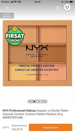 Nyx conceal correct contour palet light rengi
