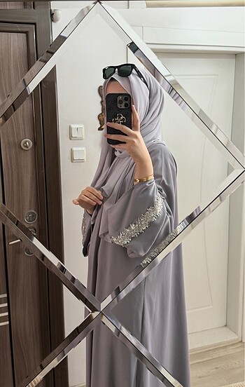 İDUA Şık Abaya Ferace Gri