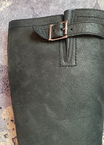 Tokalı Siyah gerçek  Deri Dizüstü Kadın Çizme - Görsel 5