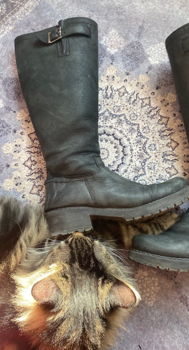 Tokalı Siyah gerçek  Deri Dizüstü Kadın Çizme - Görsel 4