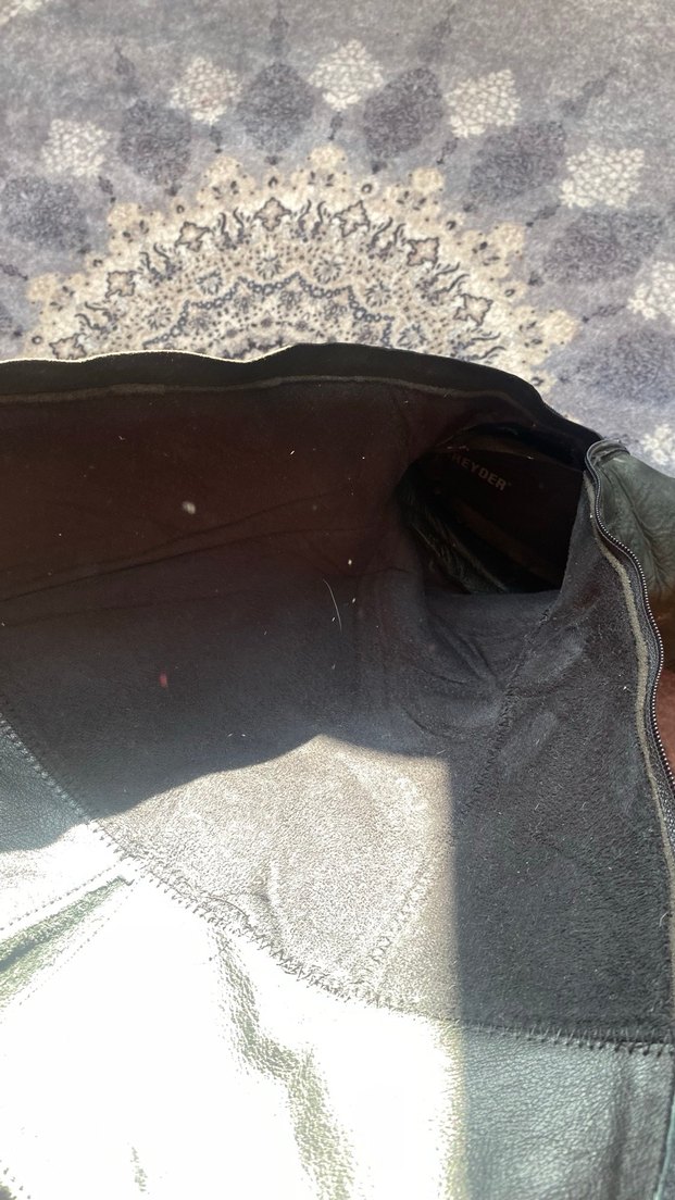 Tokalı Siyah gerçek  Deri Dizüstü Kadın Çizme - Görsel 2