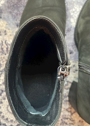 Siyah  deri Süet Kadın Dolgu Topuk Bot - Görsel 3