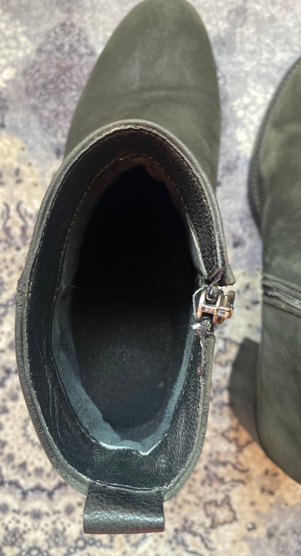 Siyah  deri Süet Kadın Dolgu Topuk Bot - Görsel 3