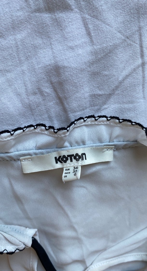 Siyah Bağcıklı Beyaz Keten Bluz - Görsel 2