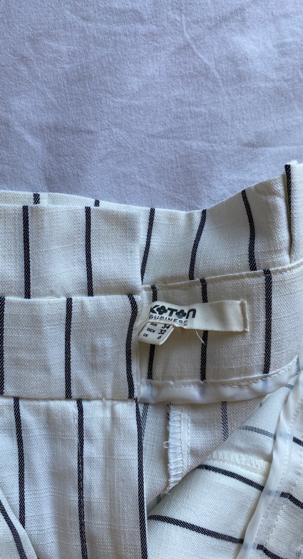 Gri Çizgili Beli Kuşaklı Kadın Kumaş Pantolon - Görsel 2