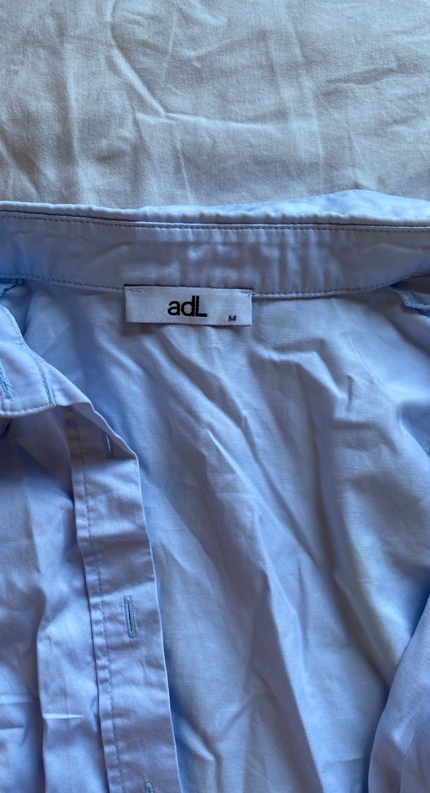 Mavi Keten Kadın Gömlek, Düğmeli, Uzun Kollu - Görsel 2