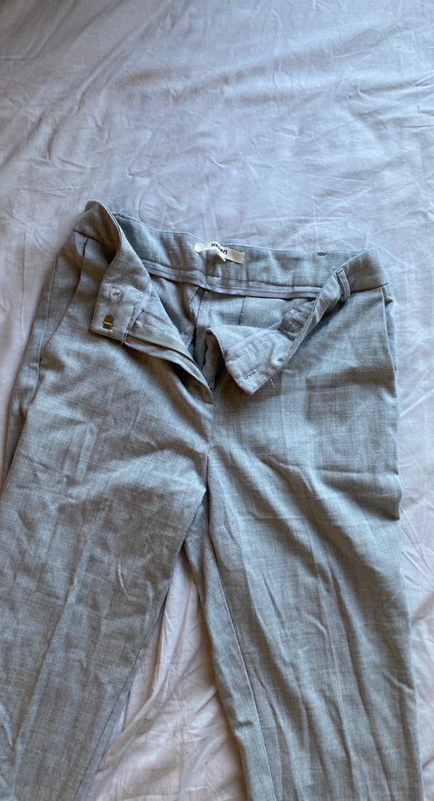 Gri Regular Fit Keten Pantolon - Görsel 2