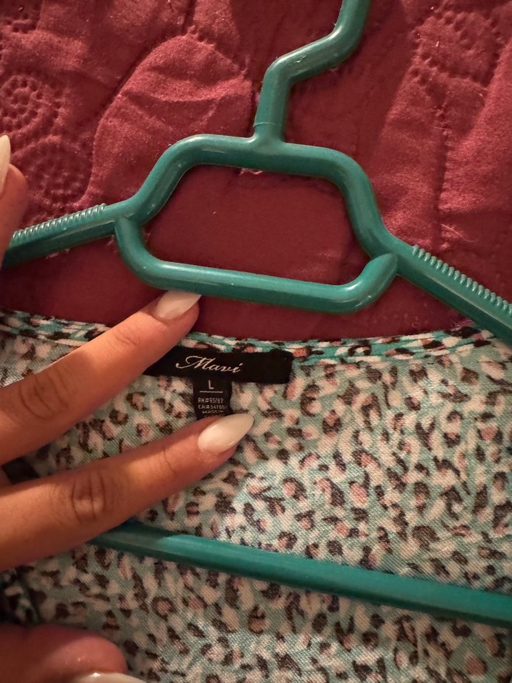 Mavi Uzun Kollu V Yaka Bağlamalı Bluz - Görsel 5