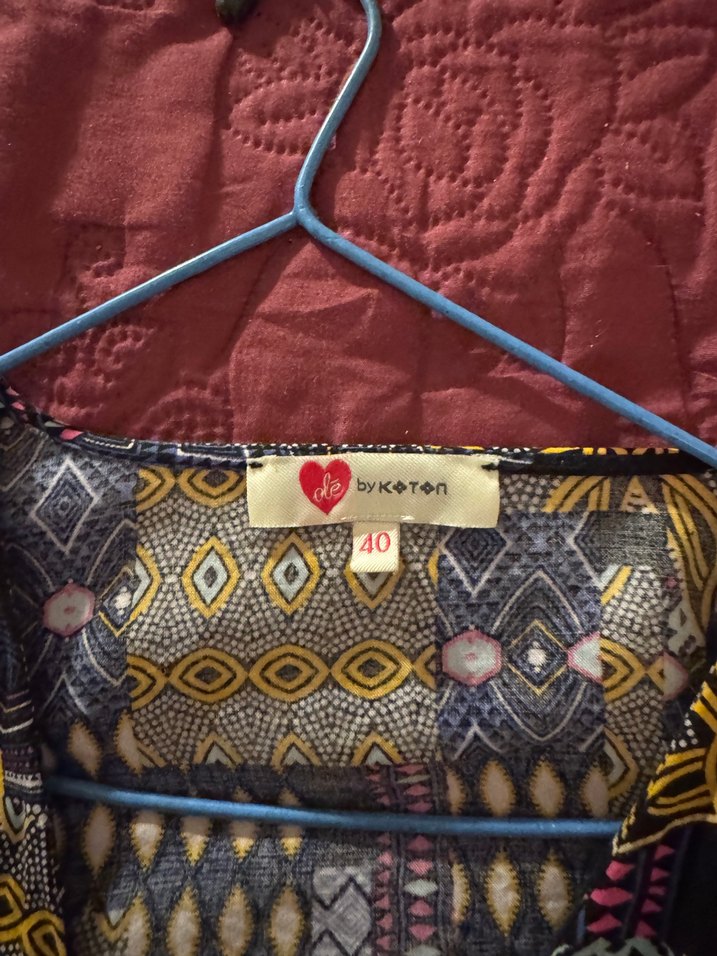 Bohem V Yaka Uzun Kısa Kollu Kadın Bluz - Görsel 4