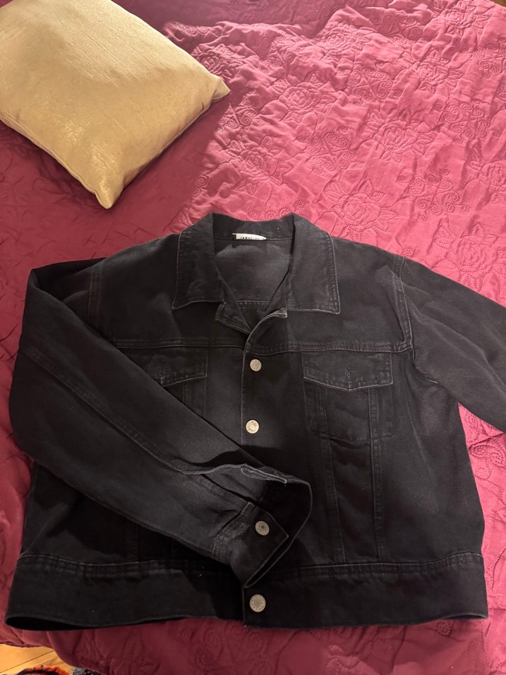 Siyah Düğmeli Kadın Denim Ceket - Görsel 3