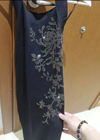 Siyah midi triko Elbise - Görsel 4