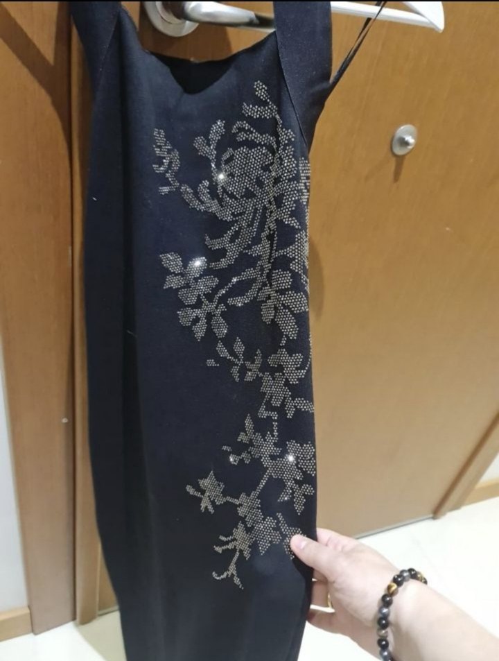 Siyah midi triko Elbise - Görsel 4