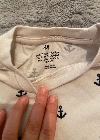 Beyaz Çapa Desenli Erkek Tişört - Görsel 2