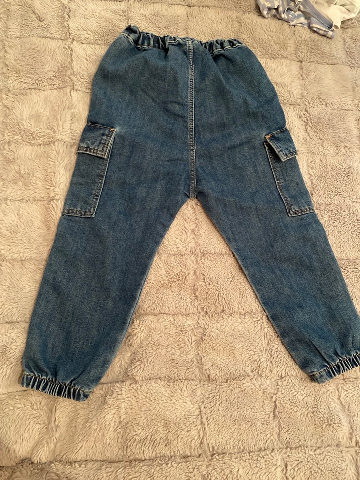 Çocuk Mavi Bol Kesim Denim Pantolon - Görsel 4