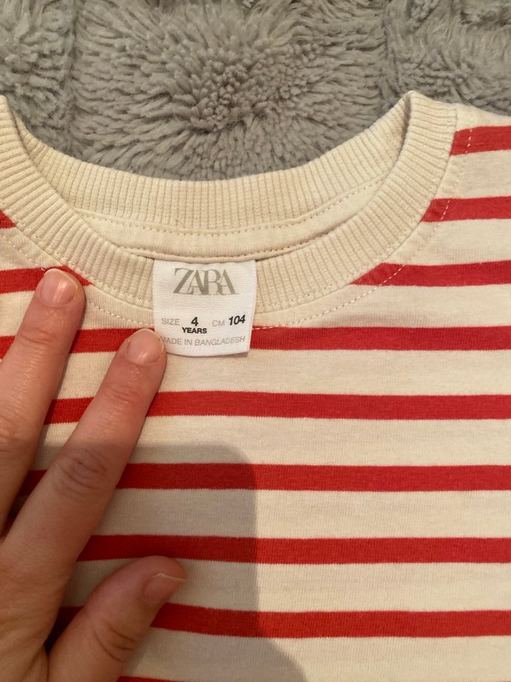 Kız Çocuk Kırmızı Çizgili Kısa Kollu Tişört - Görsel 3