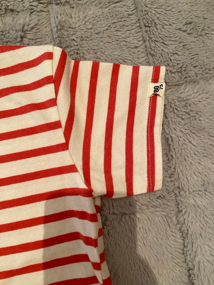 Kız Çocuk Kırmızı Çizgili Kısa Kollu Tişört - Görsel 2