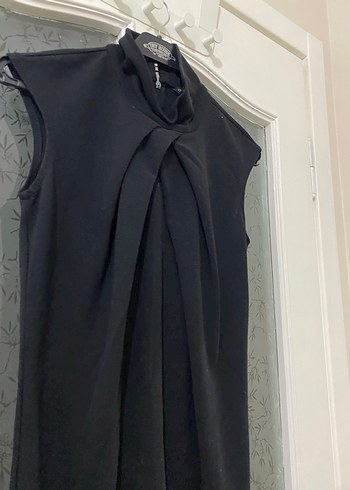 Drapeli Siyah Uzun Boy Abiye Elbise - Görsel 2