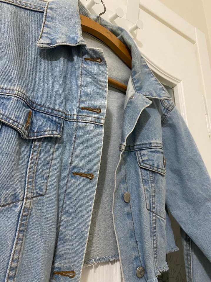 Düğmeli Loose Fit Mavi Denim Ceket - Görsel 2