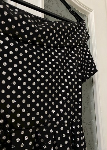 Puantiye Desenli Siyah Elbise - Görsel 3