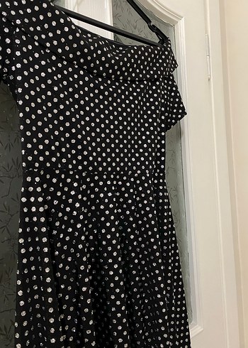 Puantiye Desenli Siyah Elbise - Görsel 2